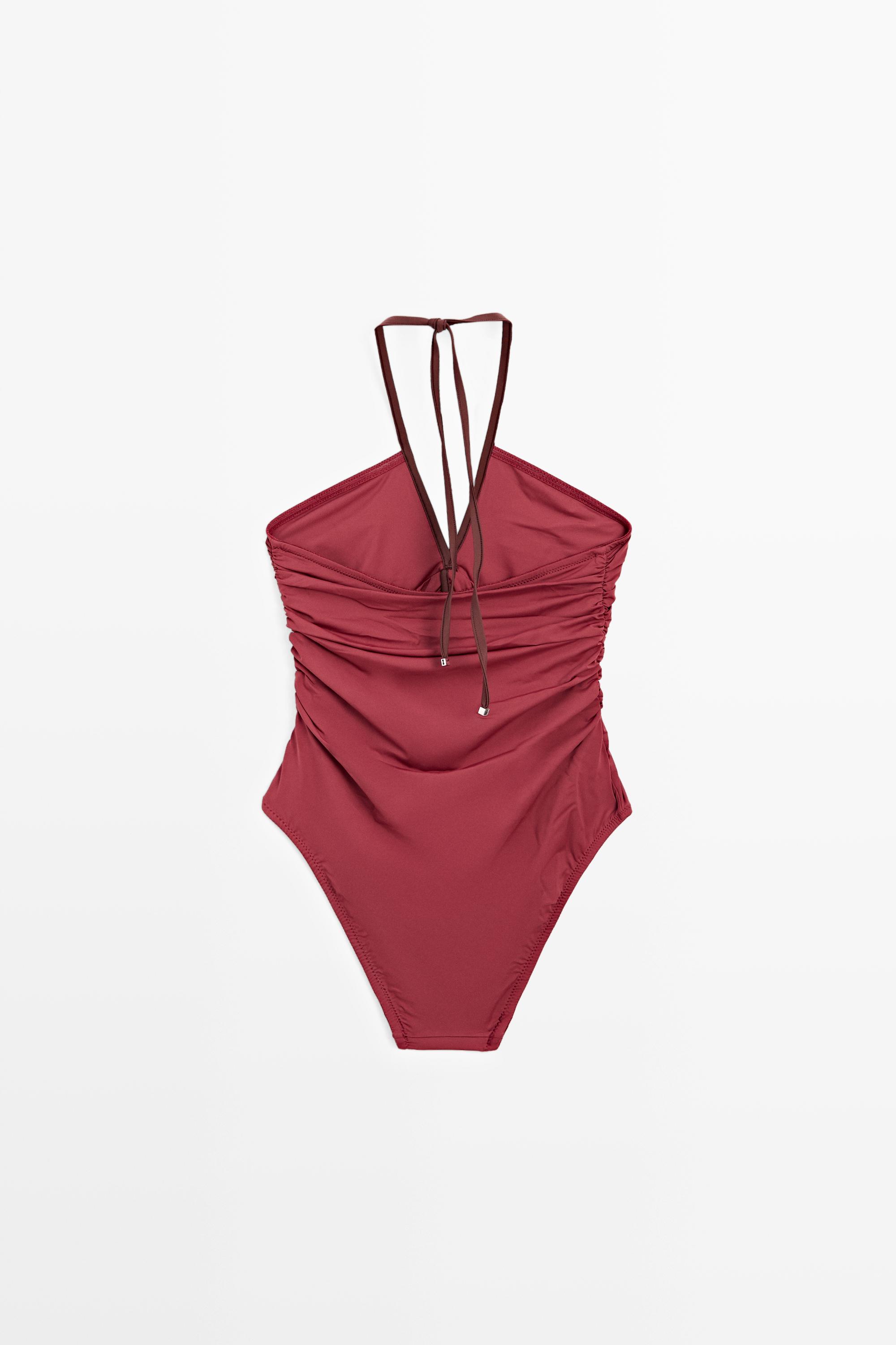 Swimsuit with contrast gathered detail